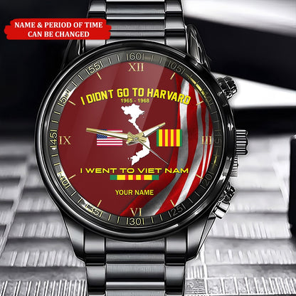 Personalized Name And Time I Didn't Go To Havard I Went To Vietnam Veteran Watch, Military Watch, Military Watches For Men, Fathers Watches
