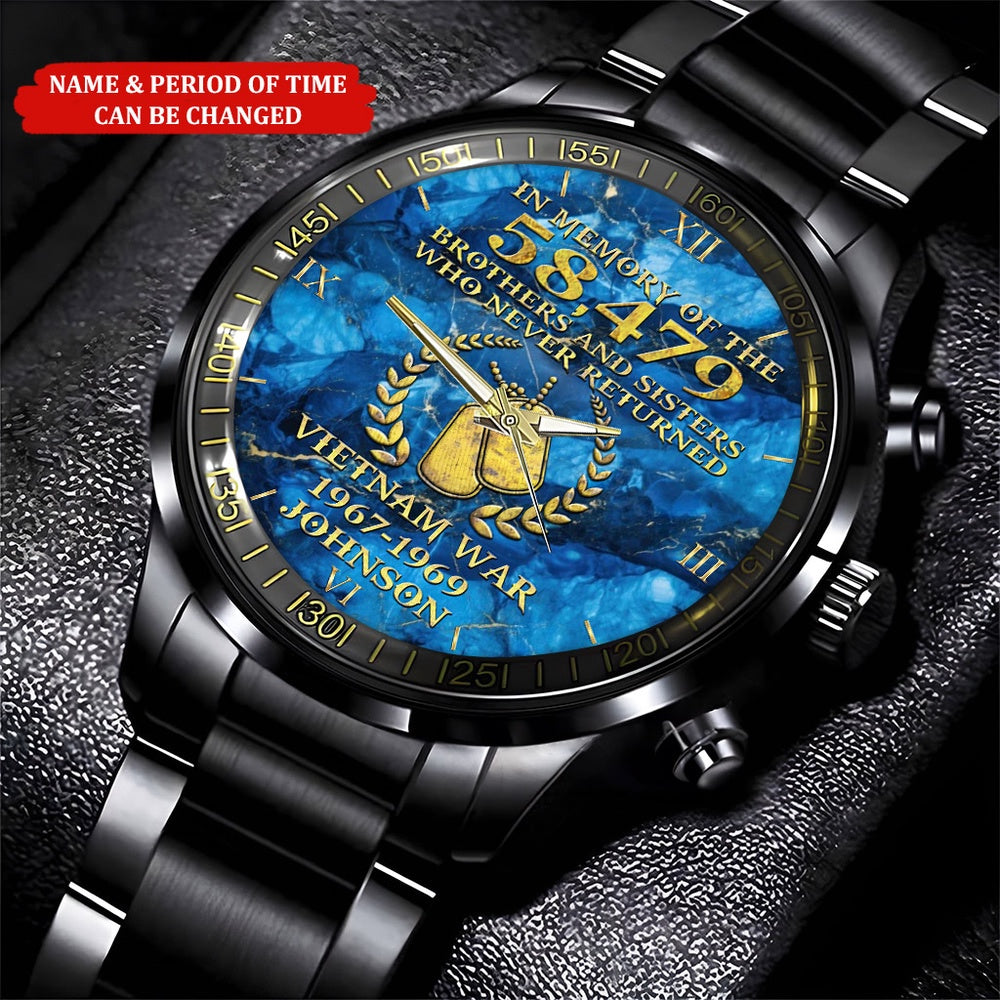 Personalized Name And Time In Memory Of The 58479 Brothers Veteran Watch, Military Watch, Military Watches For Men, Fathers Watches