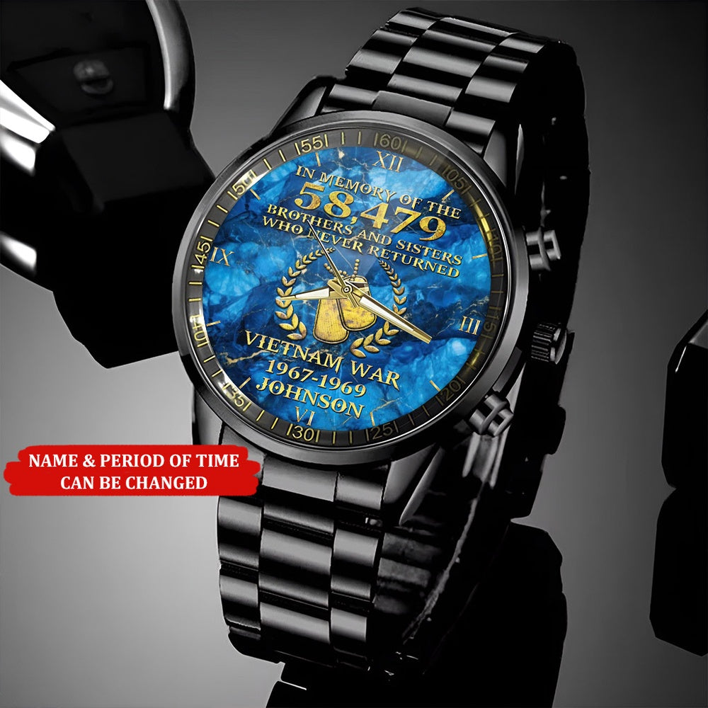 Personalized Name And Time In Memory Of The 58479 Brothers Veteran Watch, Military Watch, Military Watches For Men, Fathers Watches