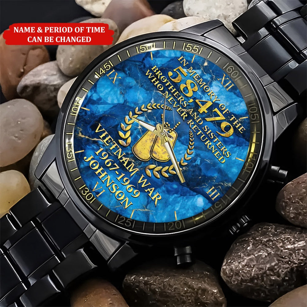 Personalized Name And Time In Memory Of The 58479 Brothers Veteran Watch, Military Watch, Military Watches For Men, Fathers Watches