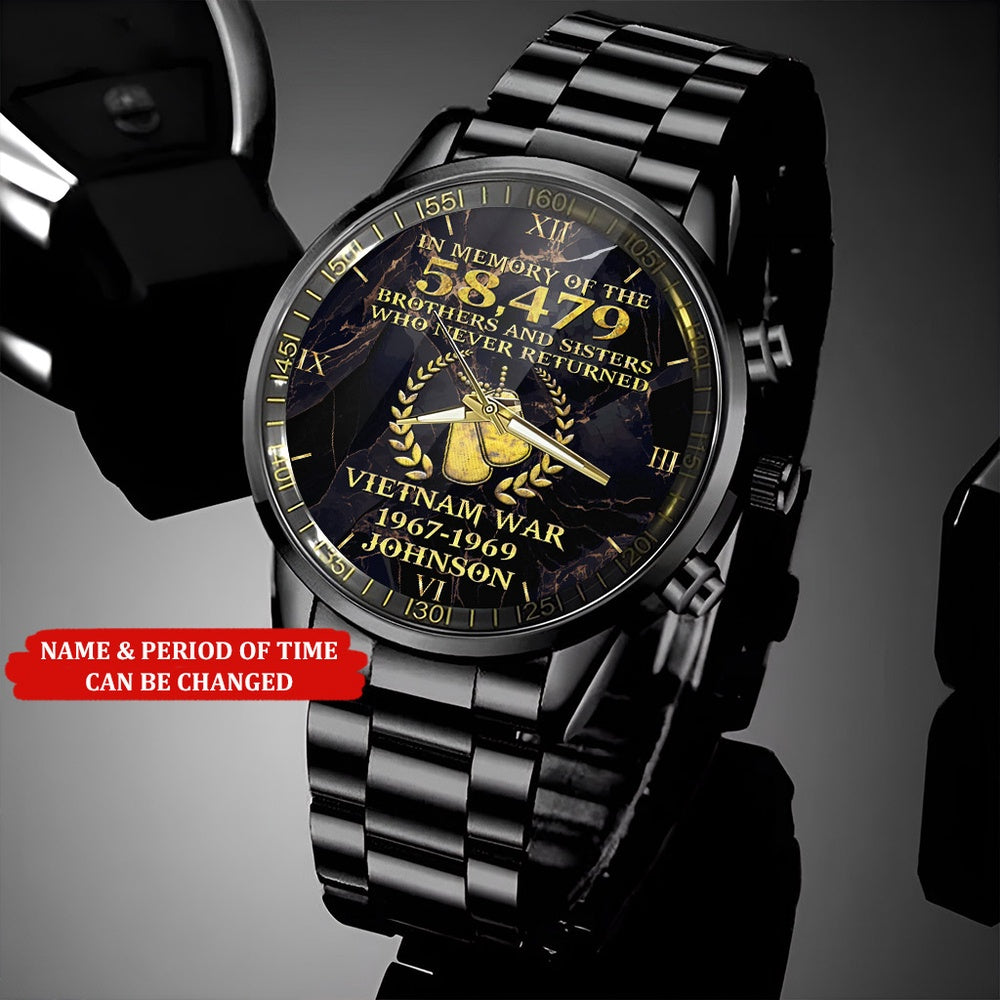 Personalized Name And Time Vietnam War Veteran Watch, Military Watch, Military Watches For Men, Fathers Watches