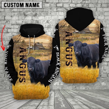 Personalized Name Angus Cattle On The Farm All Over Printed 3D Hoodie, Farmer Hoodie, Custom Farm Shirts, Farmer T Shirt