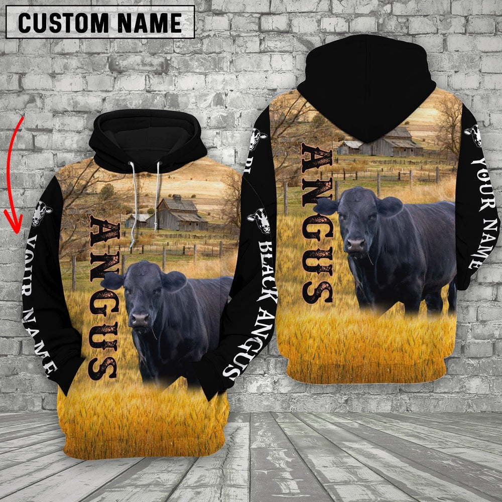 Personalized Name Angus Cattle On The Farm All Over Printed 3D Hoodie For Kids, Farmer Hoodie, Custom Farm Shirts, Farmer T Shirt