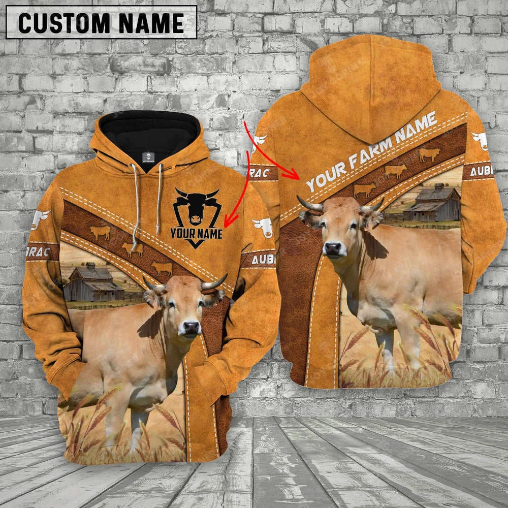 Personalized Name Aubrac Cattle Hoodie TT1, Farmer Hoodie, Custom Farm Shirts, Farmer T Shirt