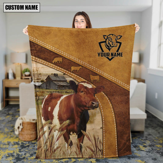 Personalized Name Ayrshires In Field Farmhouse Blanket, Farm Blanket, Farm Animal Blanket