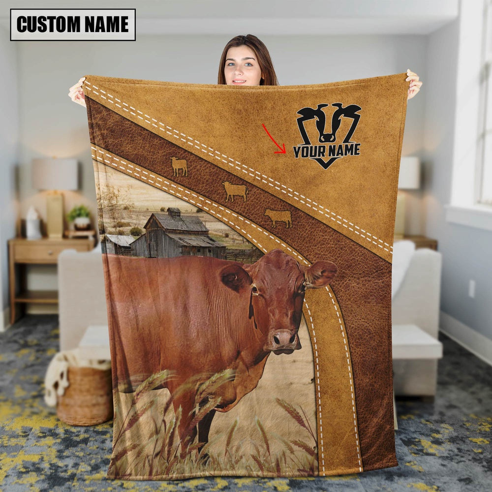 Personalized Name Barzona In Field Farmhouse Blanket, Farm Blanket, Farm Animal Blanket
