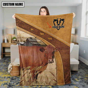 Personalized Name Barzona In Field Farmhouse Blanket, Farm Blanket, Farm Animal Blanket