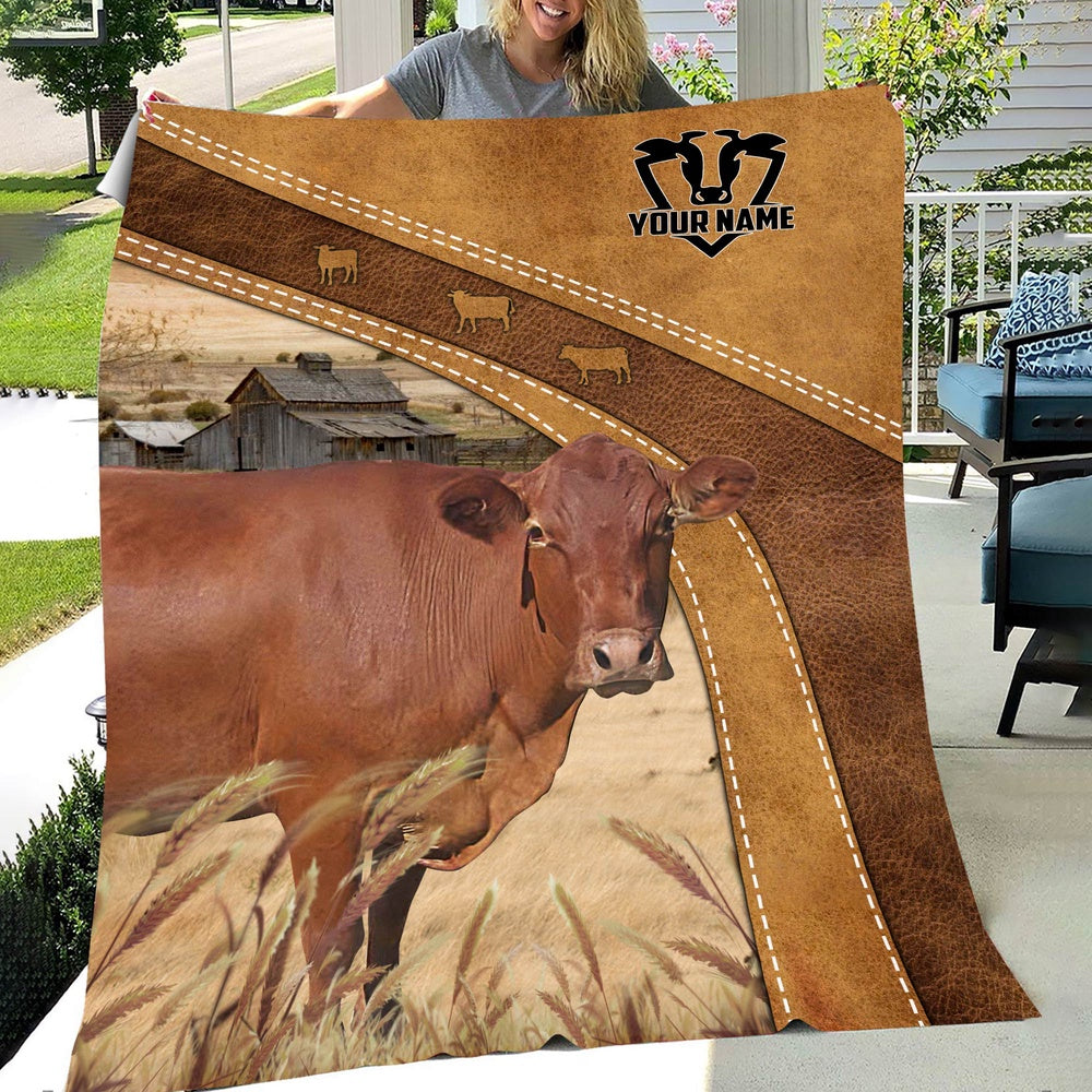 Personalized Name Barzona In Field Farmhouse Blanket, Farm Blanket, Farm Animal Blanket