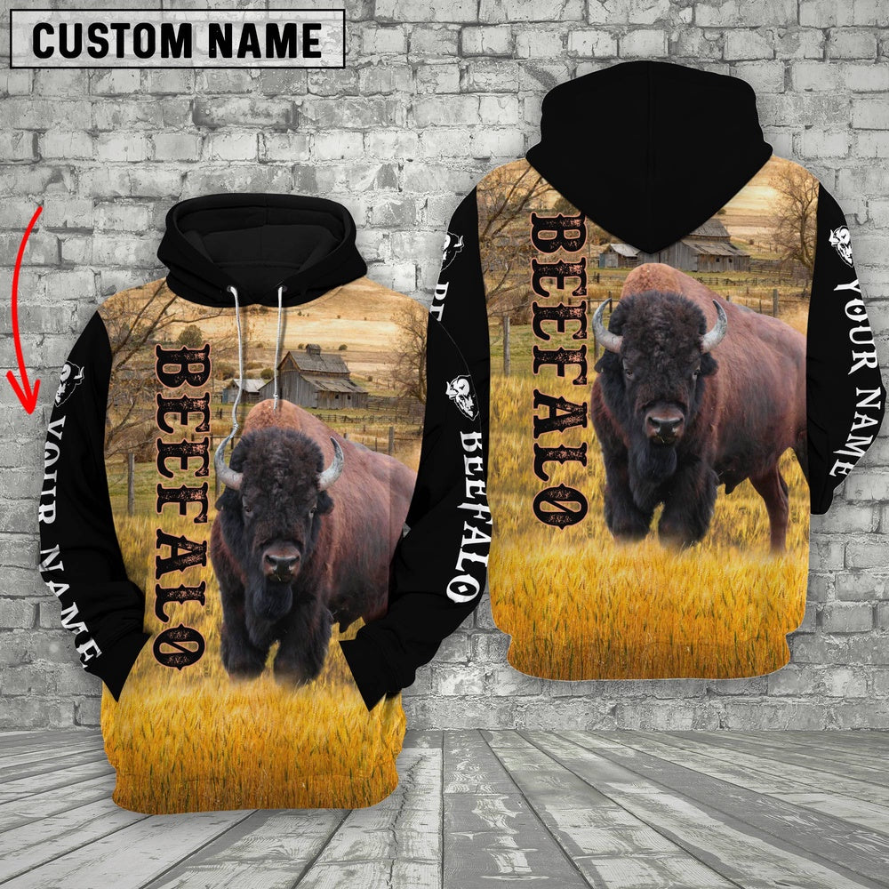 Personalized Name Beefalo Cattle On The Farm 3D Hoodie, Farmer Hoodie, Custom Farm Shirts, Farmer T Shirt