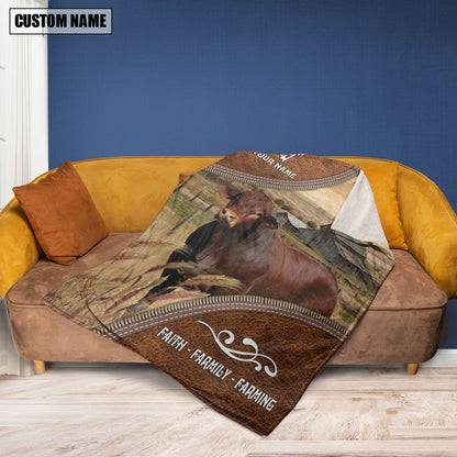 Personalized Name Beefmaster Faith Family Farming Blanket, Farm Blanket, Farm Animal Blanket