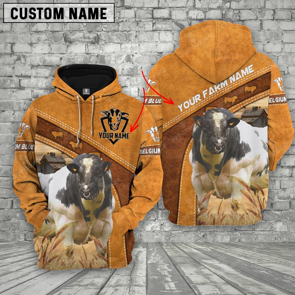 Personalized Name Belgium Blue Cows Hoodie TT2, Farmer Hoodie, Custom Farm Shirts, Farmer T Shirt