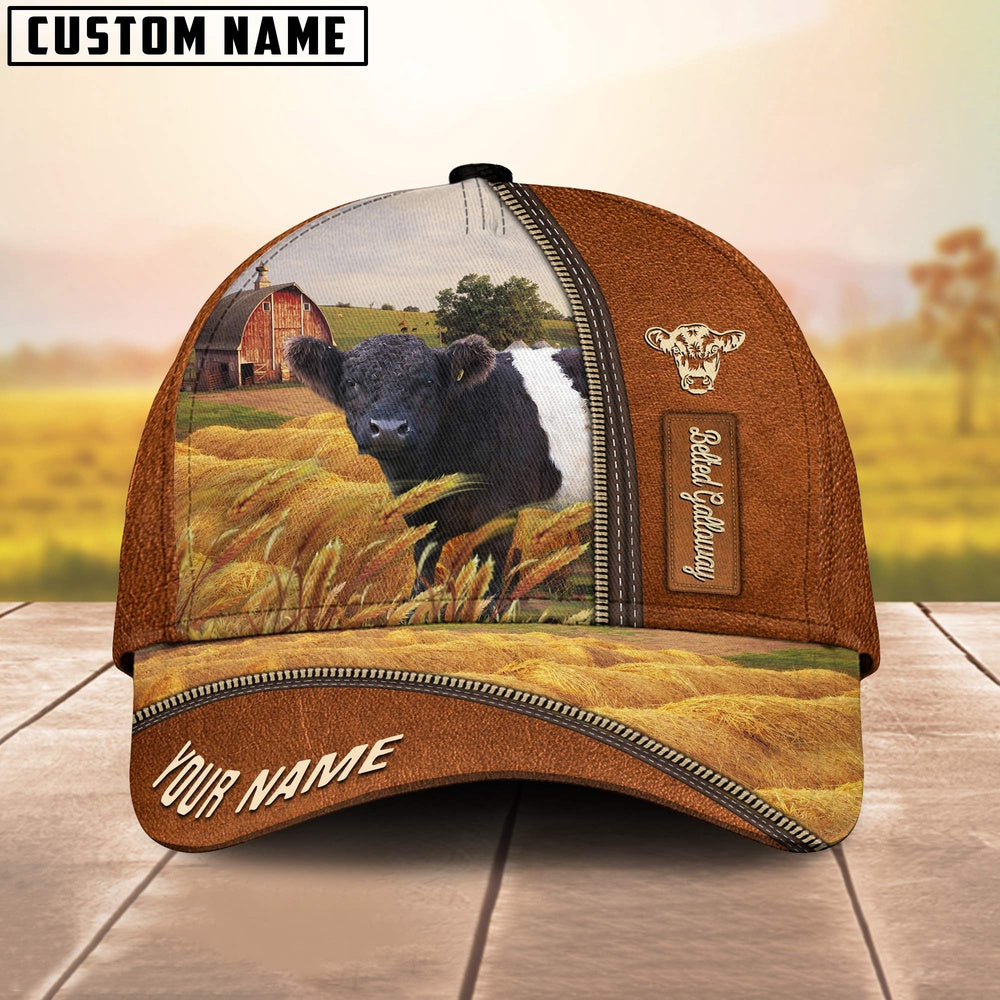 Personalized Name Belted Galloway Barn Farm Cap, Farmer Cap, Cap For Farmers, Best Farm Hat, Farm Use Hat