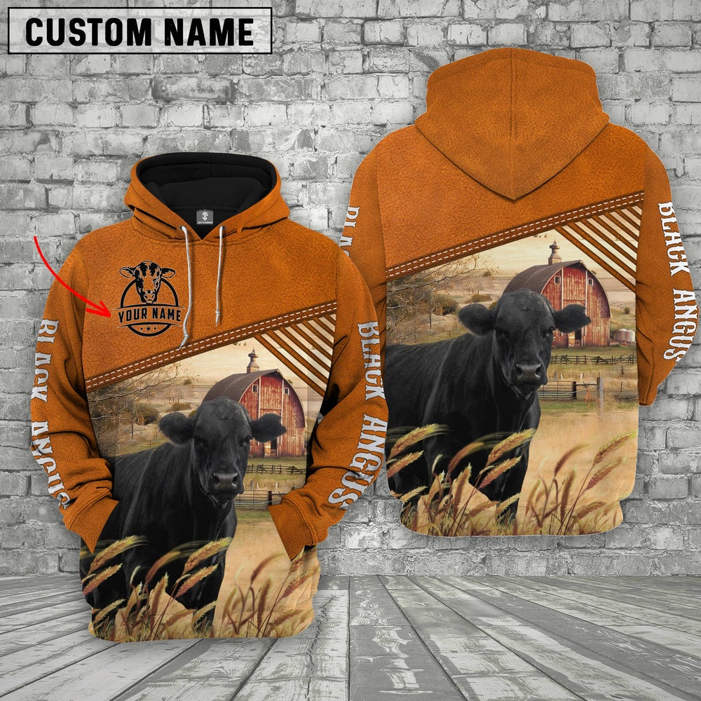 Personalized Name Black Angus Barn Farm 3D Hoodie, Farmer Hoodie, Custom Farm Shirts, Farmer T Shirt