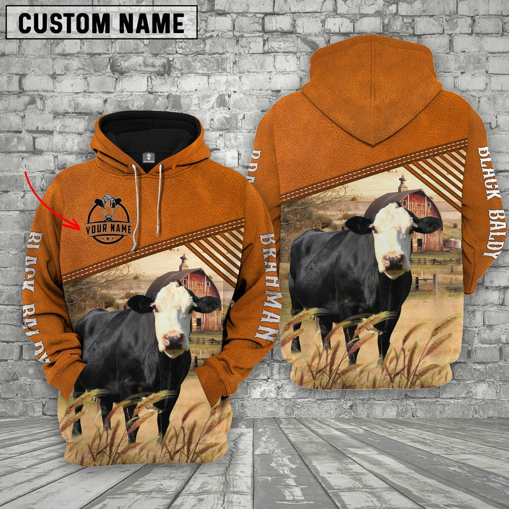 Personalized Name Black Baldy Barn Farm 3D Hoodie, Farmer Hoodie, Custom Farm Shirts, Farmer T Shirt