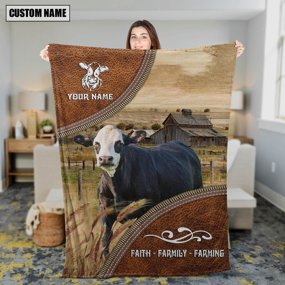 Personalized Name Black Baldy Faith Family Farming Blanket, Farm Blanket, Farm Animal Blanket