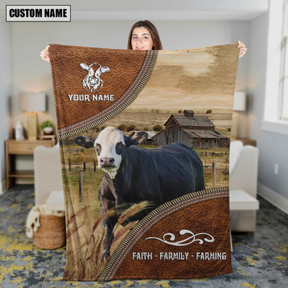 Personalized Name Black Baldy Faith Family Farming Blanket, Farm Blanket, Farm Animal Blanket