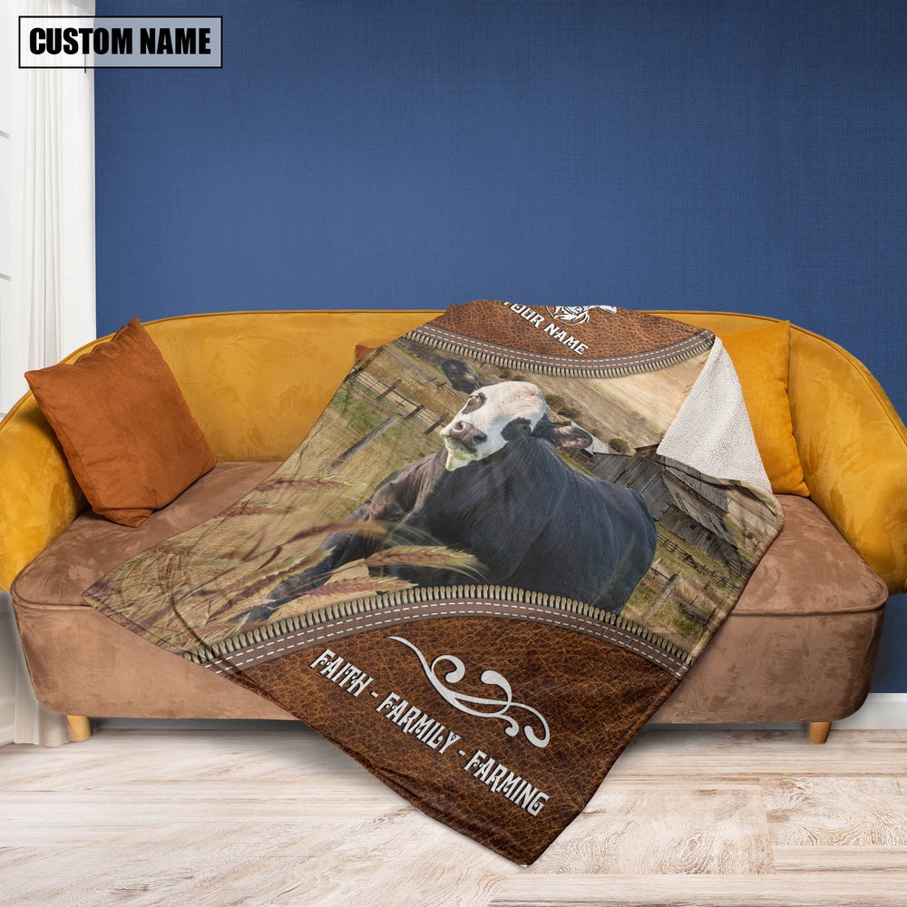 Personalized Name Black Baldy Faith Family Farming Blanket, Farm Blanket, Farm Animal Blanket