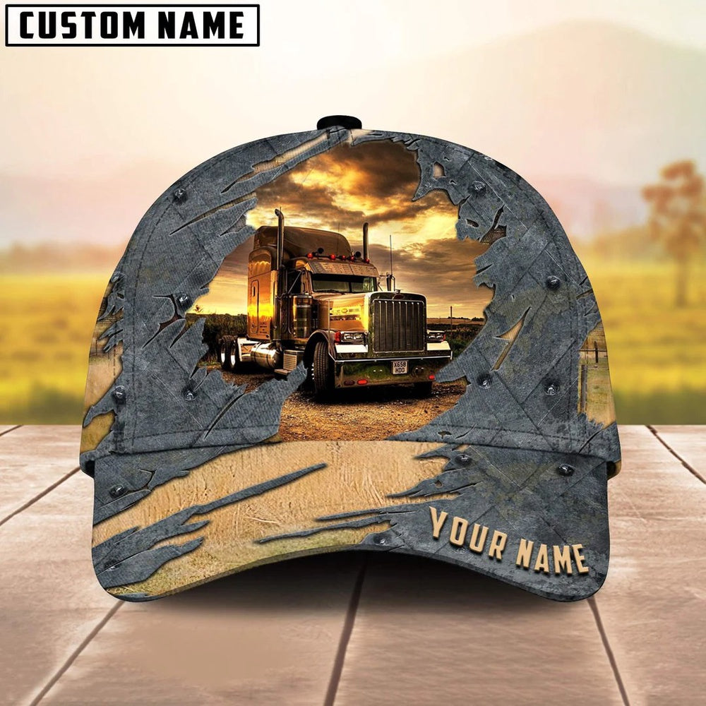 Personalized Name Black Truck And Sunset Trucker Classic Cap 2024, Farmer Cap, Cap For Farmers, Best Farm Hat, Farm Use Hat