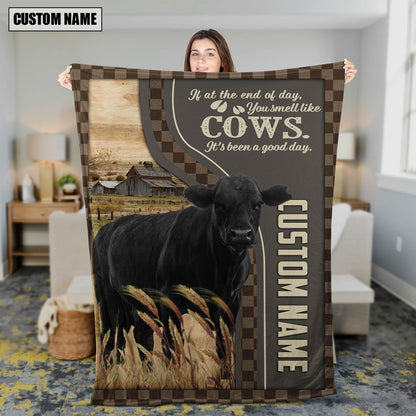 Personalized Name Black angus A Good Day Blanket, Farm Blanket, Farm Animal Blanket