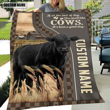 Personalized Name Black angus A Good Day Blanket, Farm Blanket, Farm Animal Blanket