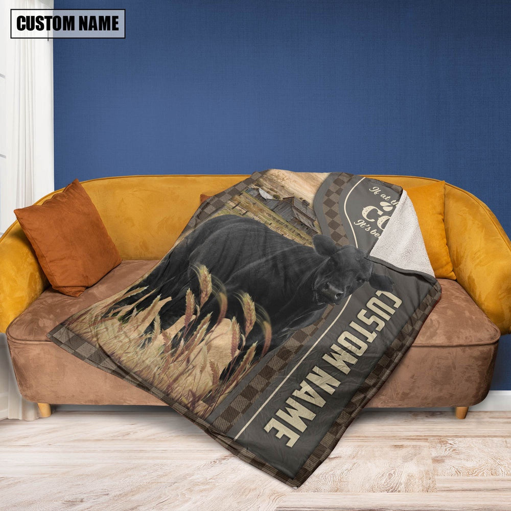 Personalized Name Black angus A Good Day Blanket, Farm Blanket, Farm Animal Blanket