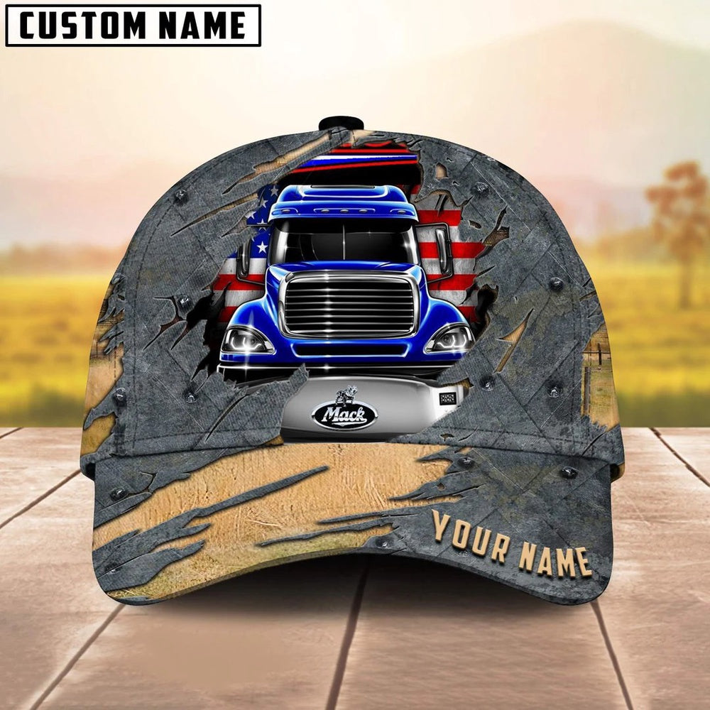 Personalized Name Blue Truck With American Flag Trucker Classic Cap 2024, Farmer Cap, Cap For Farmers, Best Farm Hat, Farm Use Hat