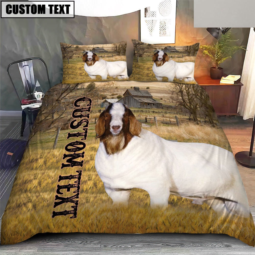 Personalized Name Boer Cattle On The Farm Bedding Set, Farm Bedding Set, Farmhouse Bedding Set