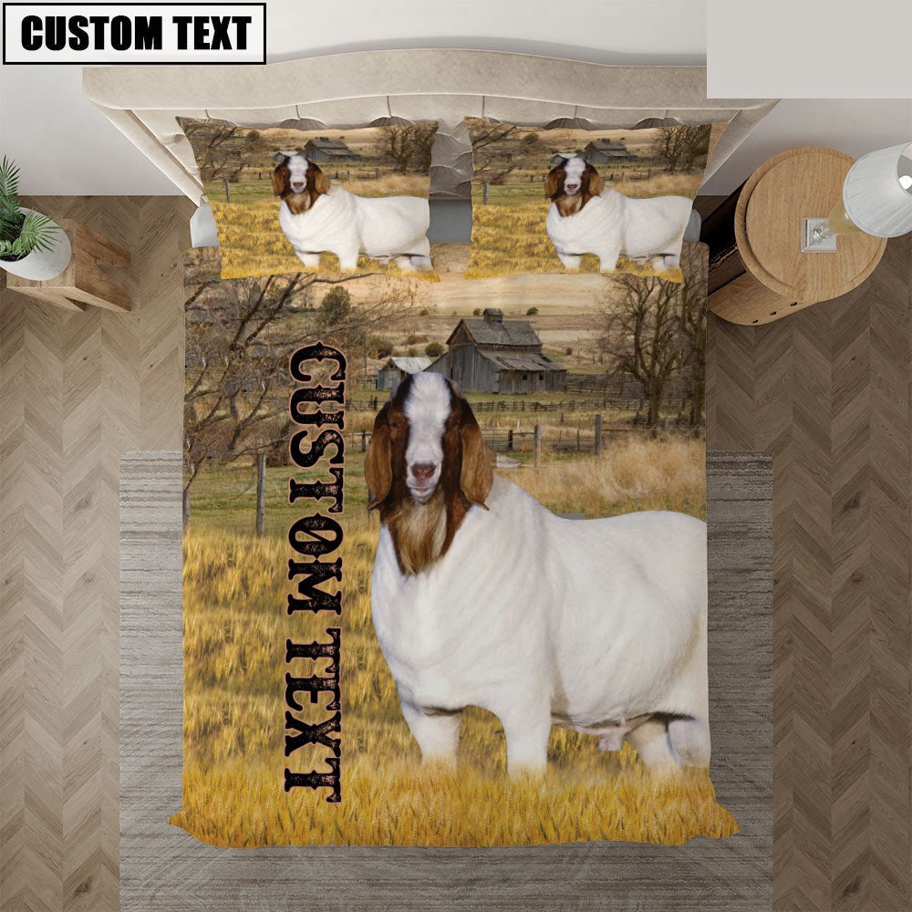 Personalized Name Boer Cattle On The Farm Bedding Set, Farm Bedding Set, Farmhouse Bedding Set