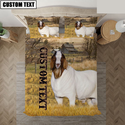 Personalized Name Boer Cattle On The Farm Bedding Set, Farm Bedding Set, Farmhouse Bedding Set