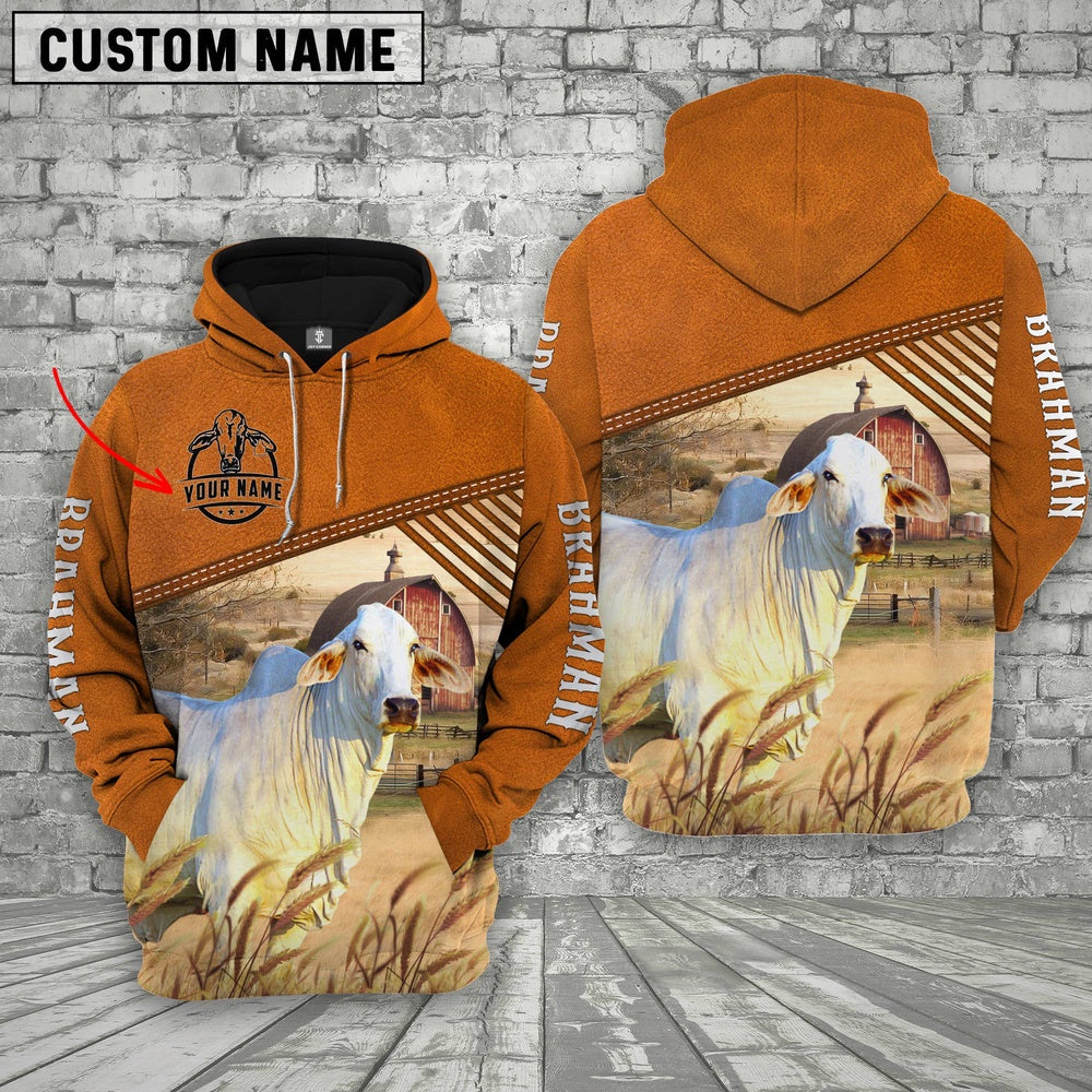 Personalized Name Brahman Barn Farm 3D Hoodie, Farmer Hoodie, Custom Farm Shirts, Farmer T Shirt