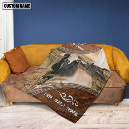 Personalized Name Brahman Faith Family Farming Blanket, Farm Blanket, Farm Animal Blanket