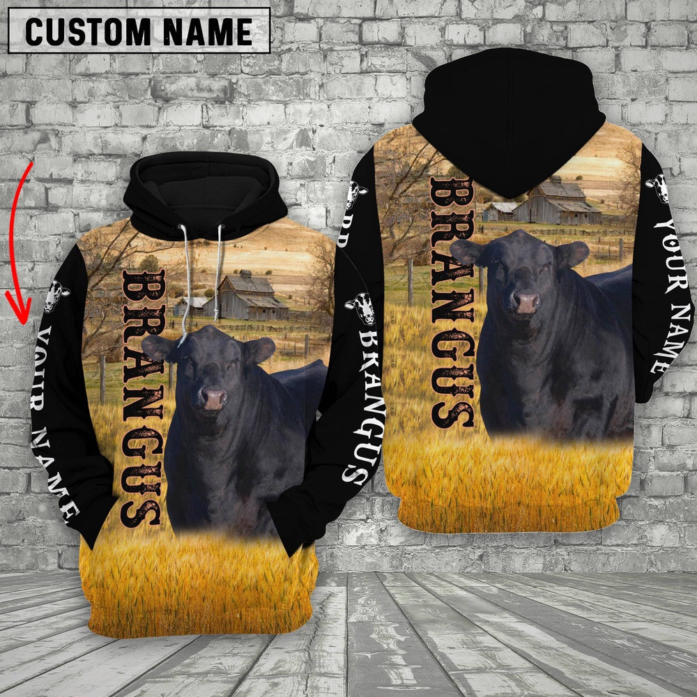 Personalized Name Brangus Cattle On The Farm All Over Printed 3D Hoodie, Farmer Hoodie, Custom Farm Shirts, Farmer T Shirt