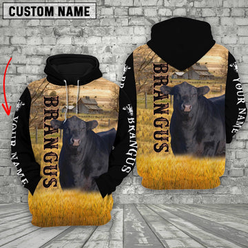 Personalized Name Brangus Cattle On The Farm All Over Printed 3D Hoodie, Farmer Hoodie, Custom Farm Shirts, Farmer T Shirt