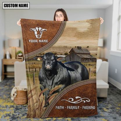 Personalized Name Brangus Faith Family Farming Blanket, Farm Blanket, Farm Animal Blanket