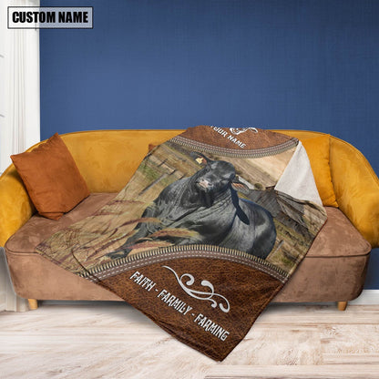 Personalized Name Brangus Faith Family Farming Blanket, Farm Blanket, Farm Animal Blanket