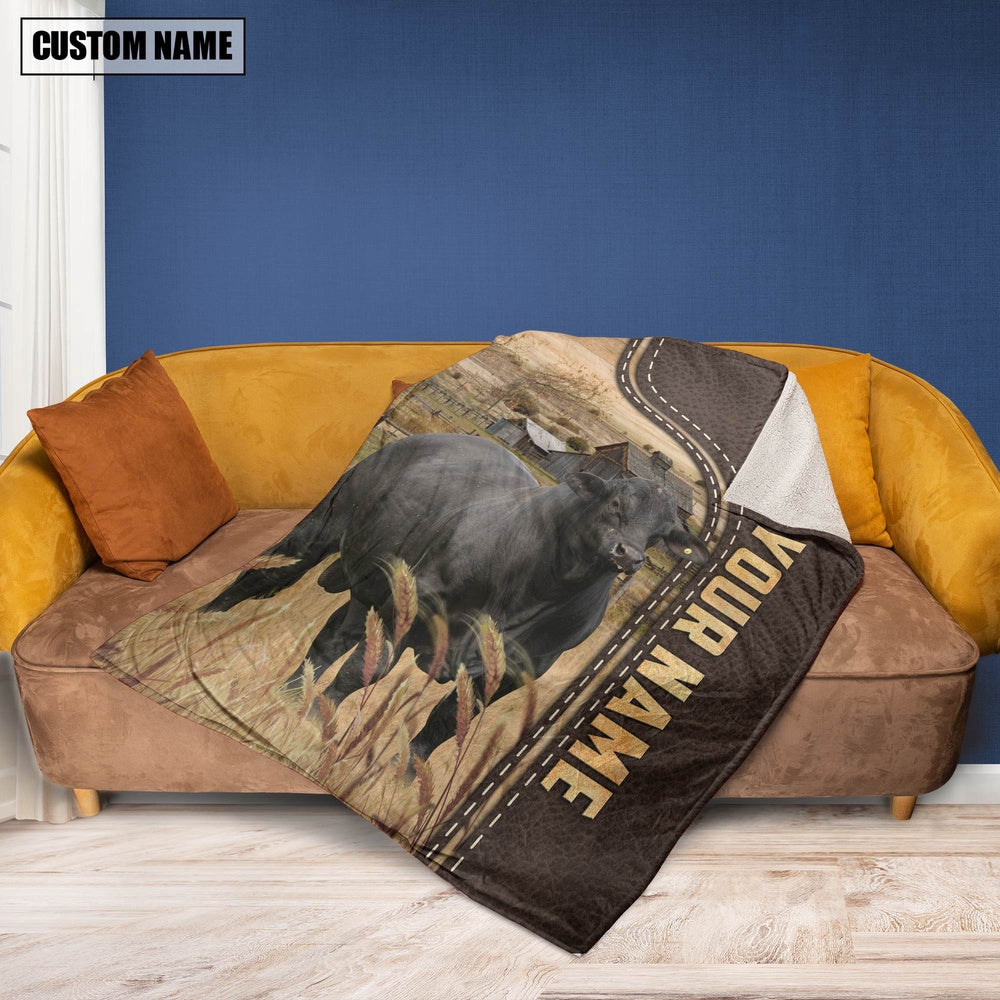 Personalized Name Brangus Leather Pattern Blanket, Farm Blanket, Farm Animal Blanket
