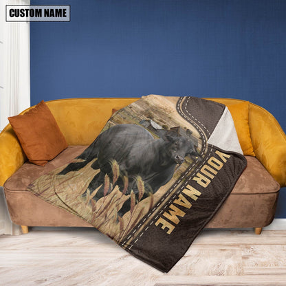 Personalized Name Brangus Leather Pattern Blanket, Farm Blanket, Farm Animal Blanket