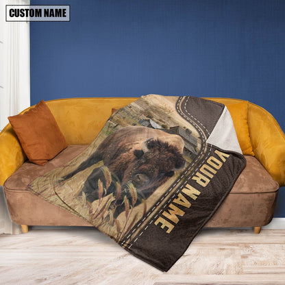 Personalized Name Buffalo Leather Pattern Blanket, Farm Blanket, Farm Animal Blanket