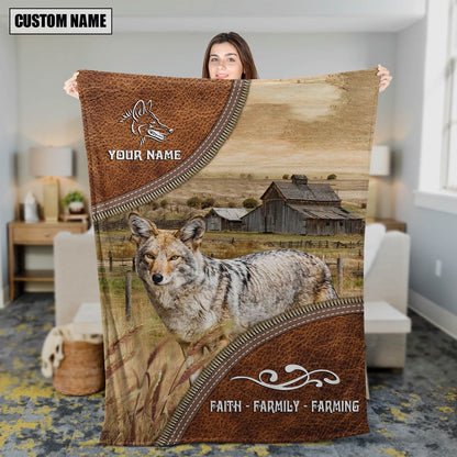Personalized Name Coyotes Faith Family Farming Blanket, Farm Blanket, Farm Animal Blanket