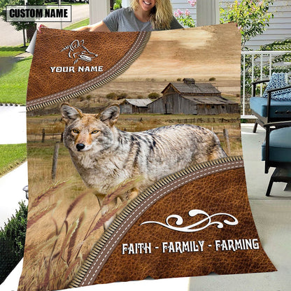 Personalized Name Coyotes Faith Family Farming Blanket, Farm Blanket, Farm Animal Blanket