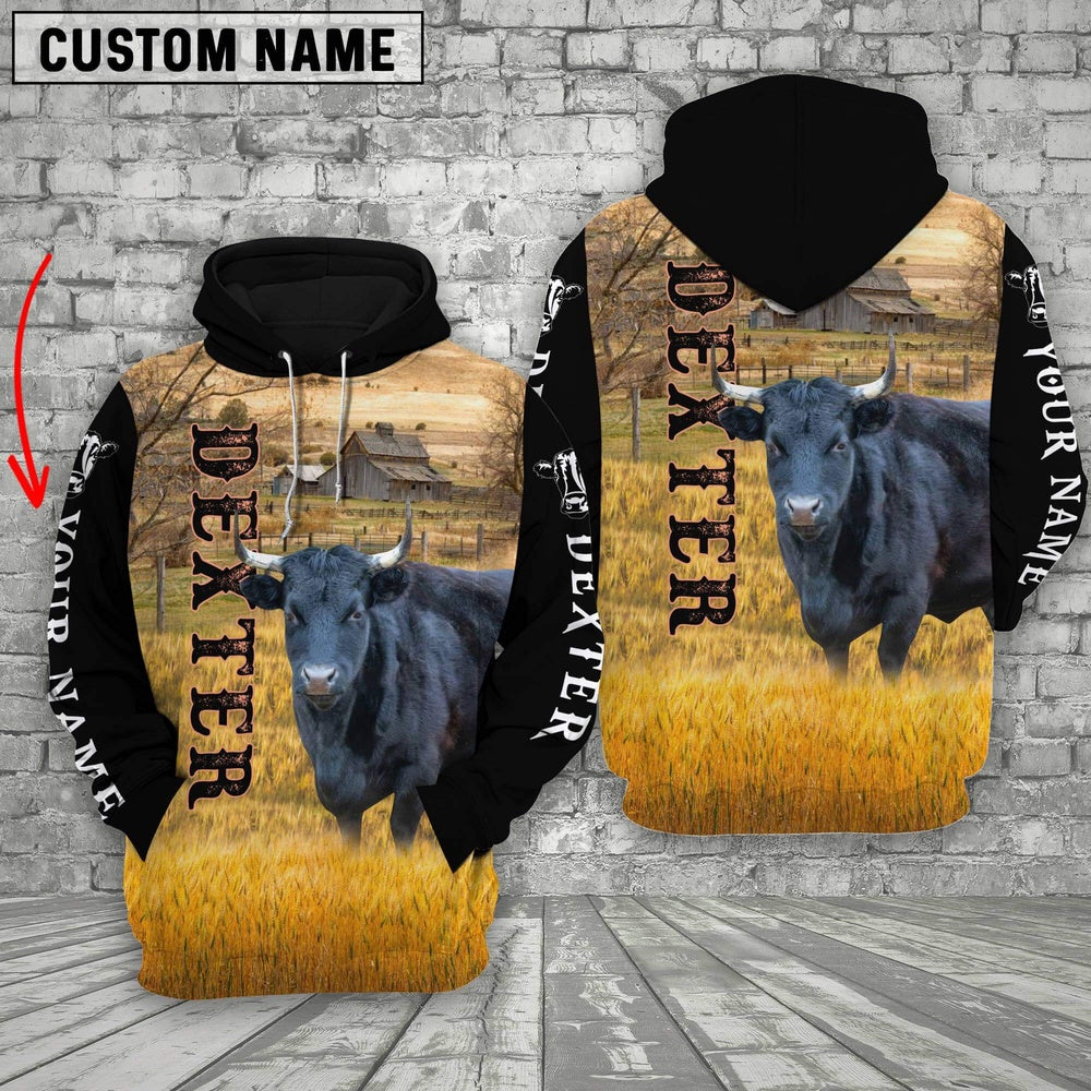 Personalized Name Dexter Cattle On The Farm All Over Printed 3D Hoodie, Farmer Hoodie, Custom Farm Shirts, Farmer T Shirt