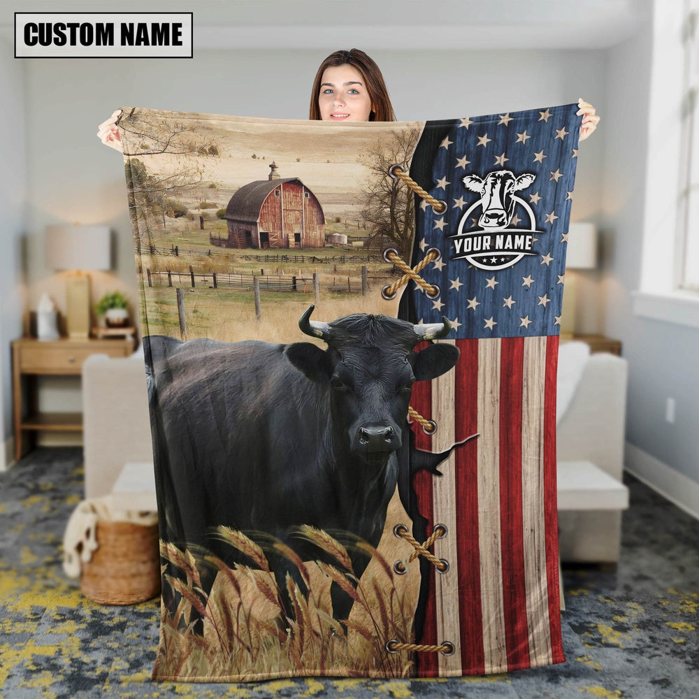 Personalized Name Dexter Flag Vintage Blanket, Farm Blanket, Farm Animal Blanket