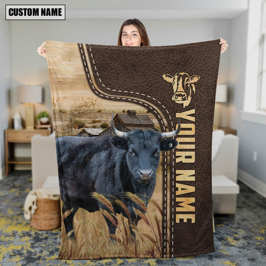 Personalized Name Dexter Leather Pattern Blanket, Farm Blanket, Farm Animal Blanket