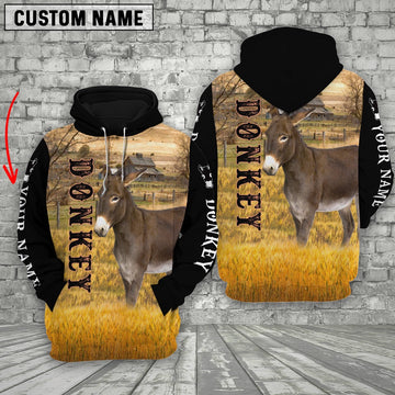 Personalized Name Donkey On The Farm All Over Printed 3D Hoodie, Farmer Hoodie, Custom Farm Shirts, Farmer T Shirt