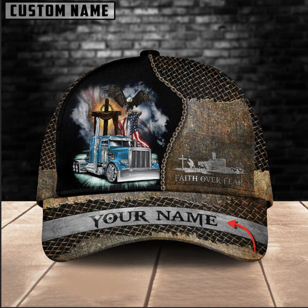 Personalized Name Faith Over Fear Trucker Classic Cap 2024, Farmer Cap, Cap For Farmers, Best Farm Hat, Farm Use Hat