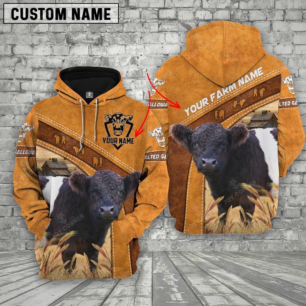 Personalized Name Farm 3D Belted Galloway Hoodie, Farmer Hoodie, Custom Farm Shirts, Farmer T Shirt
