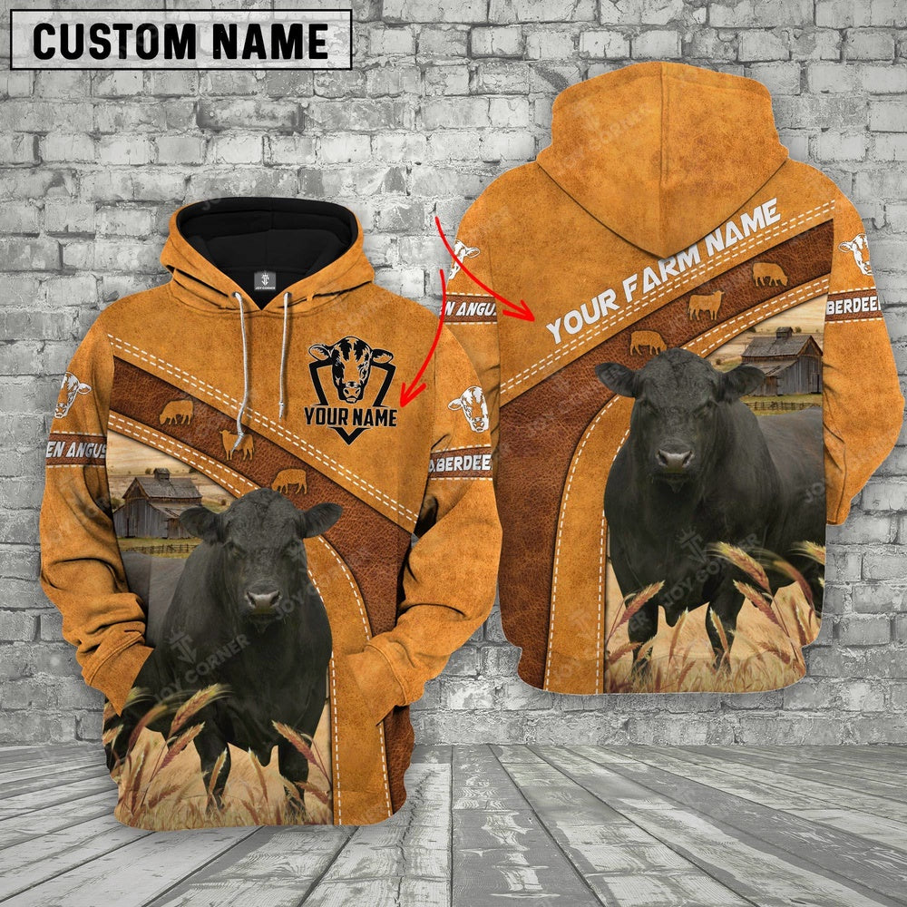 Personalized Name Farm Aberdeen Angus Cattle Hoodie TT1, Farmer Hoodie, Custom Farm Shirts, Farmer T Shirt