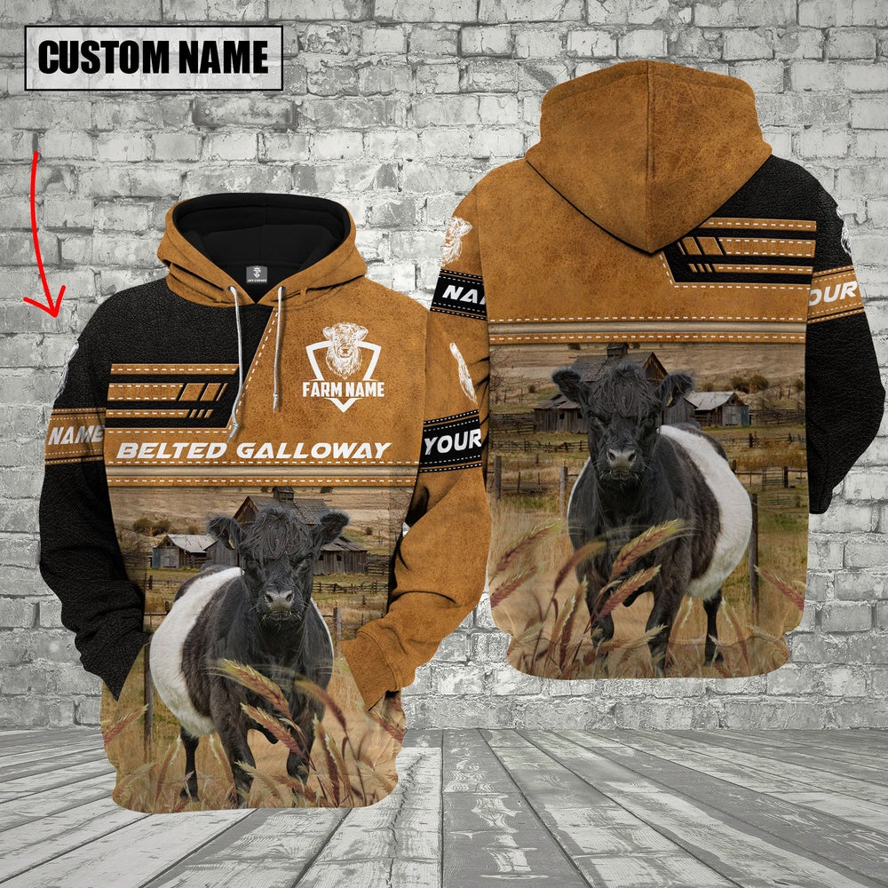 Personalized Name Farm Belted Galloway Cattle Hoodie VT12, Farmer Hoodie, Custom Farm Shirts, Farmer T Shirt