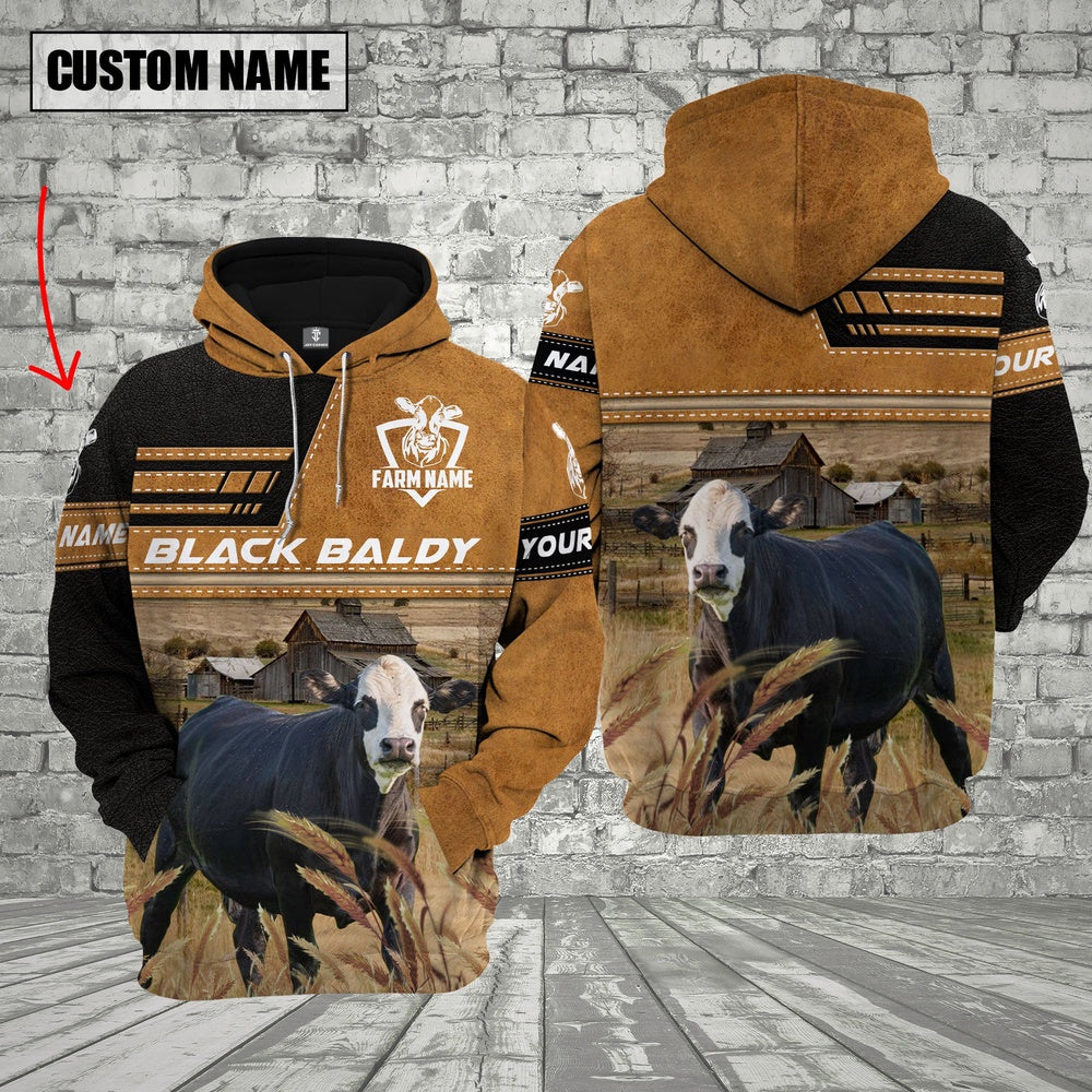 Personalized Name Farm Black Baldy Cattle Hoodie VT8, Farmer Hoodie, Custom Farm Shirts, Farmer T Shirt