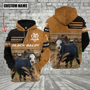 Personalized Name Farm Black Baldy Cattle Hoodie VT8, Farmer Hoodie, Custom Farm Shirts, Farmer T Shirt